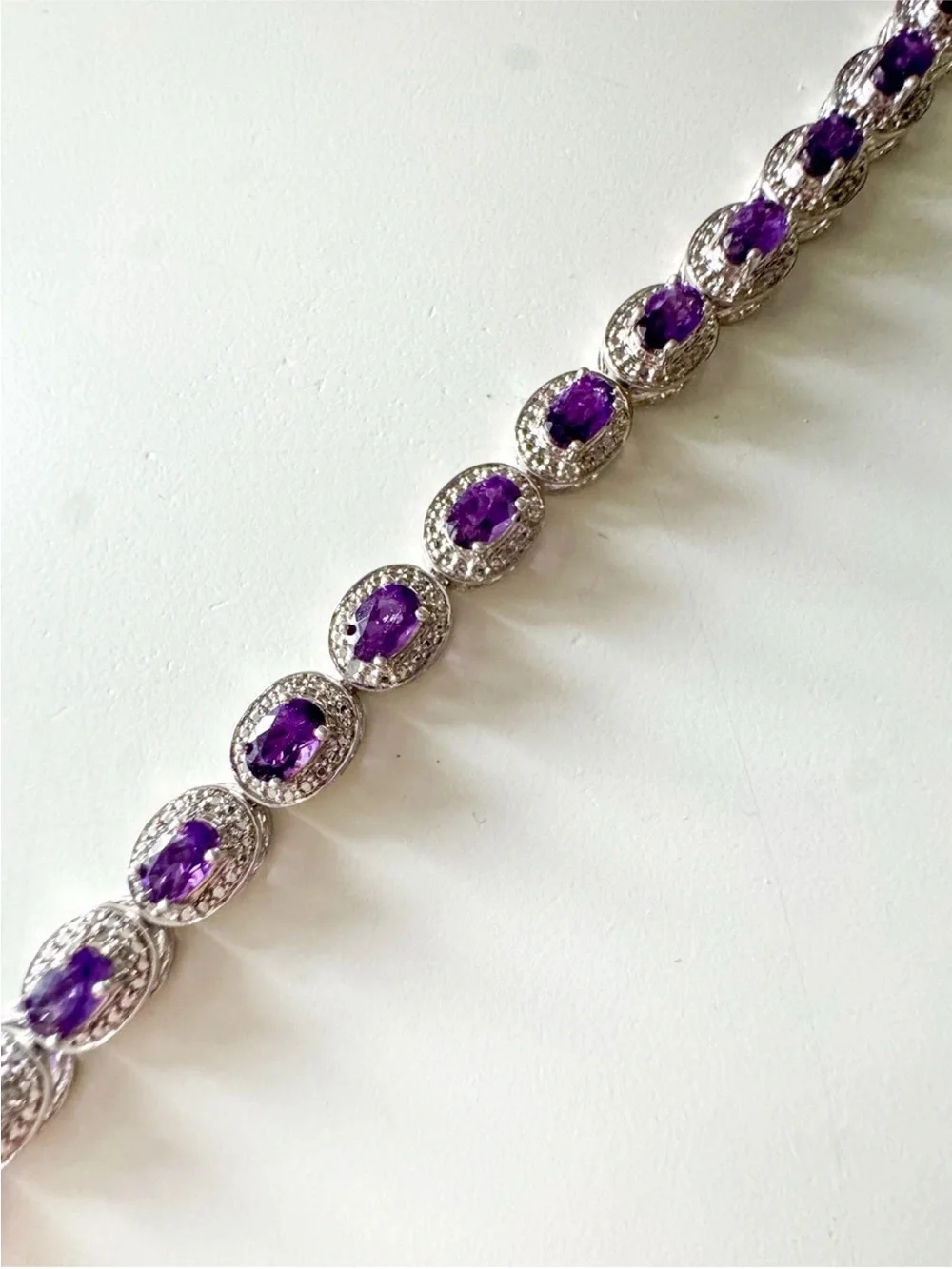 925  Silver Amethyst Tennis Bracelet - Purple